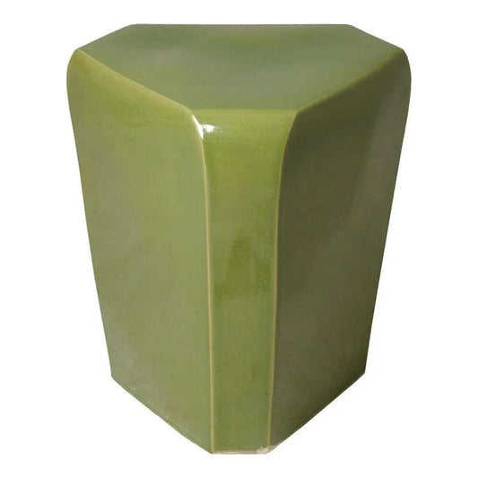 18.5 in. Triangle Ceramic Outdoor Garden Stool-Garden Stools-Emissary-Celery Green-LOOMLAN