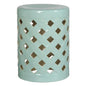 19 in. Criss Cross Ceramic Outdoor Garden Stool-Garden Stools-Emissary-Turquoise-LOOMLAN