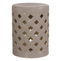 19 in. Criss Cross Ceramic Outdoor Garden Stool-Garden Stools-Emissary-Gray-LOOMLAN
