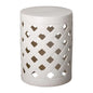 19 in. Criss Cross Ceramic Outdoor Garden Stool-Garden Stools-Emissary-LOOMLAN