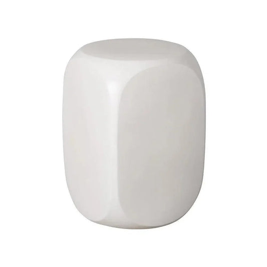 19 in. Dice Ceramic Outdoor Garden Stool-Garden Stools-Emissary-White-LOOMLAN