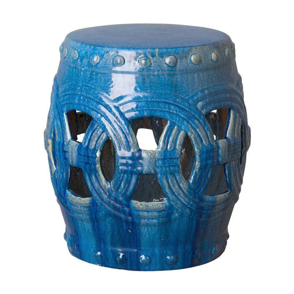 19 in. Eternity Ceramic Outdoor Garden Stool-Garden Stools-Emissary-Marine Blue-LOOMLAN