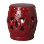 19 in. Eternity Ceramic Outdoor Garden Stool-Garden Stools-Emissary-Red-LOOMLAN