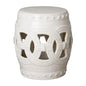 19 in. Eternity Ceramic Outdoor Garden Stool-Garden Stools-Emissary-White-LOOMLAN