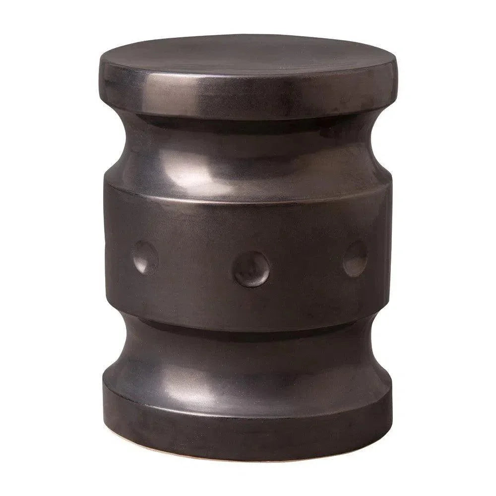 19 in. Spindle Outdoor Decorative Garden Stool-Garden Stools-Emissary-Gunmetal-LOOMLAN