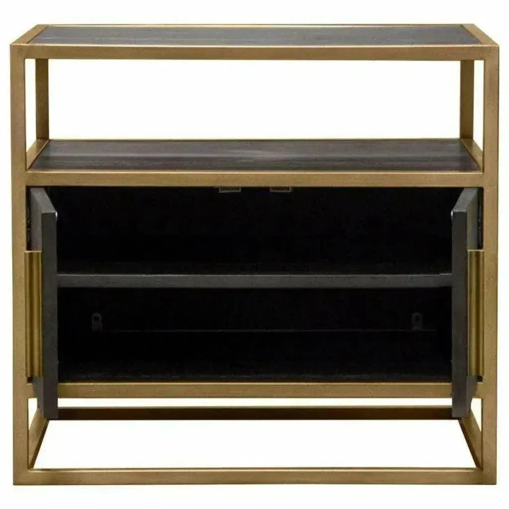 2 - Door End Table in Dark Brown With Gold Metal Frame - LOOMLAN - Diamond Sofa - Nightstands