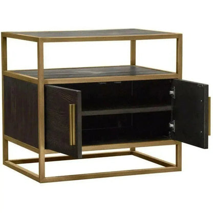 2 - Door End Table in Dark Brown With Gold Metal Frame - LOOMLAN - Diamond Sofa - Nightstands