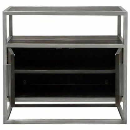 2 - Door End Table in Dark Brown With Silver Metal Frame - LOOMLAN - Diamond Sofa - Nightstands
