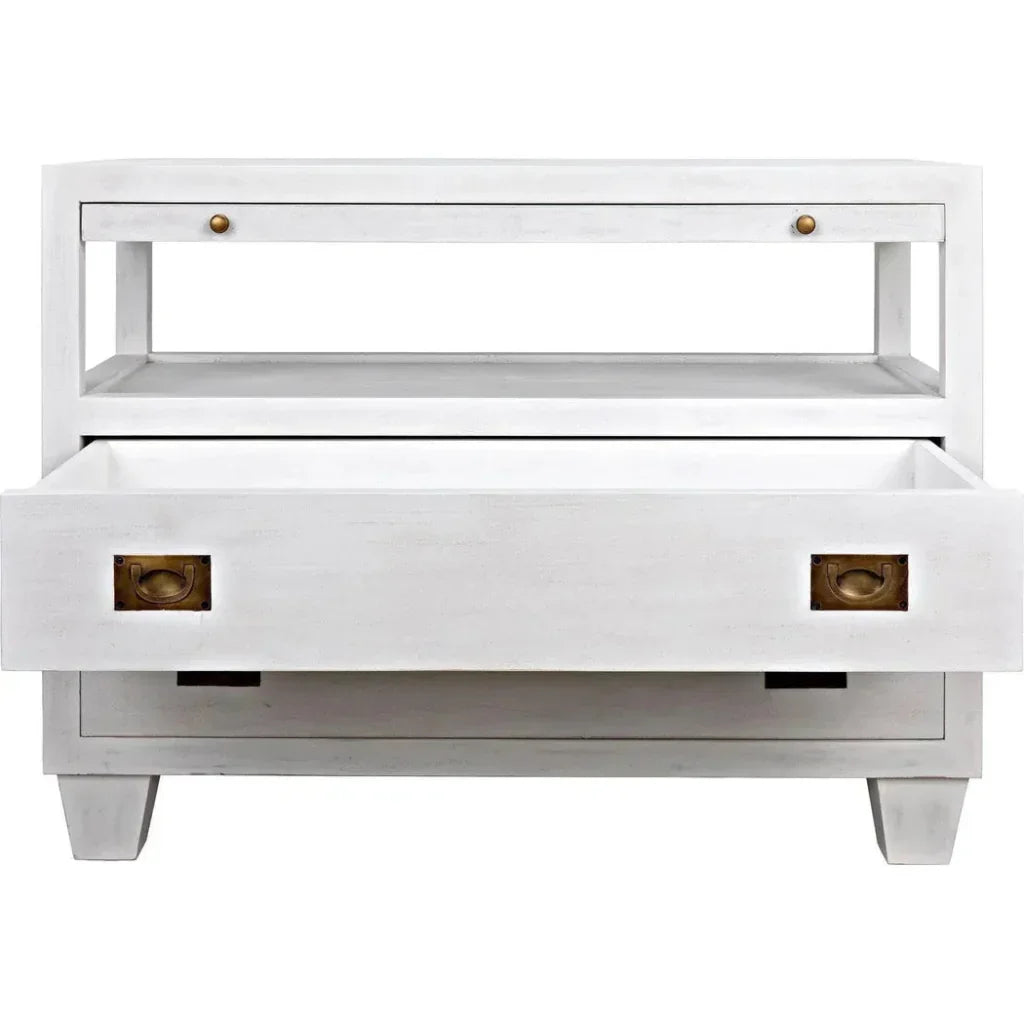 2 - Drawer Wood Rectangle Side Table Sliding Tray - LOOMLAN - Noir - Side Tables