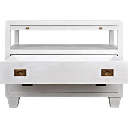 2 - Drawer Wood Rectangle Side Table Sliding Tray - LOOMLAN - Noir - Side Tables