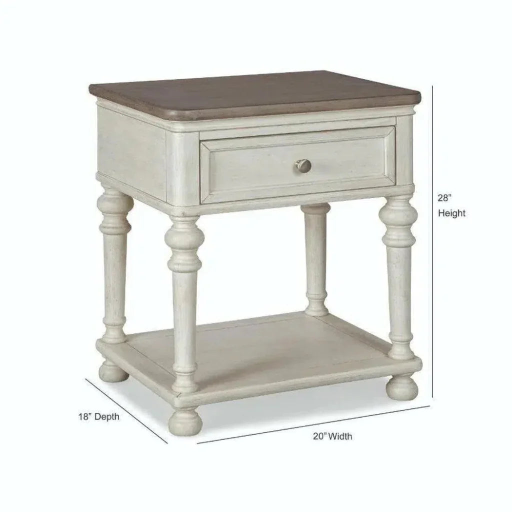 20" White Two - Tone Wooden Nightstand - LOOMLAN - Panama Jack - Nightstands