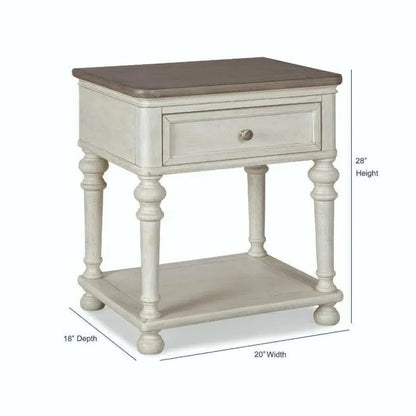 20" White Two - Tone Wooden Nightstand - LOOMLAN - Panama Jack - Nightstands