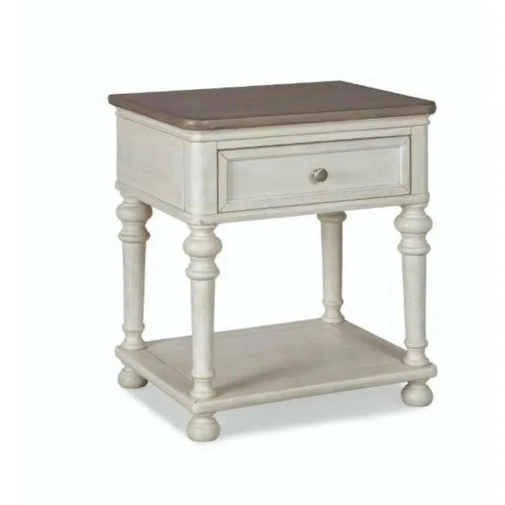 20" White Two - Tone Wooden Nightstand - LOOMLAN - Panama Jack - Nightstands