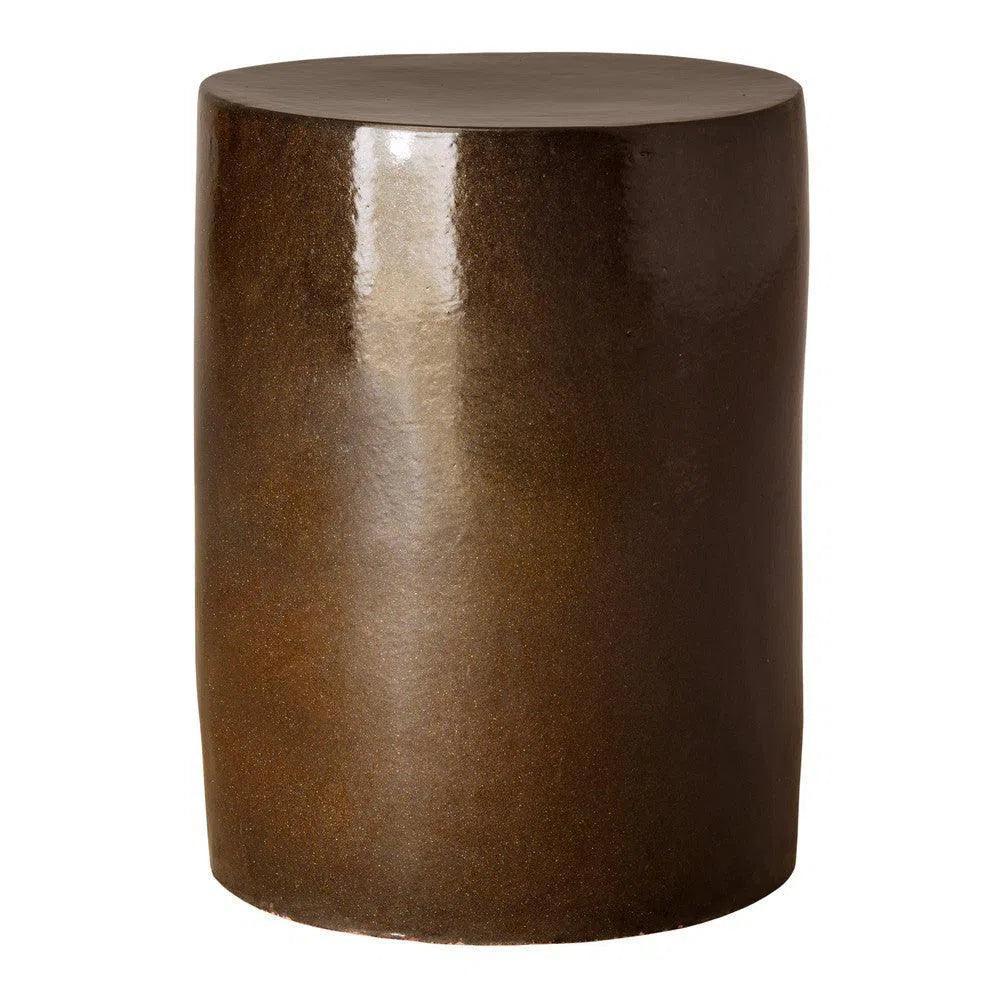 20 in. Cylinder Ceramic Outdoor Garden Stool-Garden Stools-Emissary-Mocha Pearl-LOOMLAN