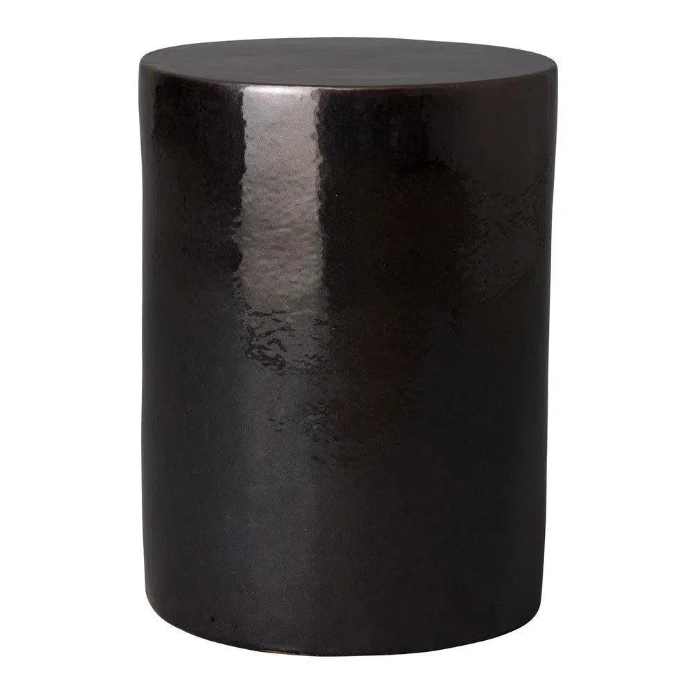 20 in. Cylinder Ceramic Outdoor Garden Stool-Garden Stools-Emissary-Metallic-LOOMLAN