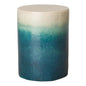 20 in. Cylinder Ceramic Outdoor Garden Stool-Garden Stools-Emissary-Seafoam Cascade-LOOMLAN