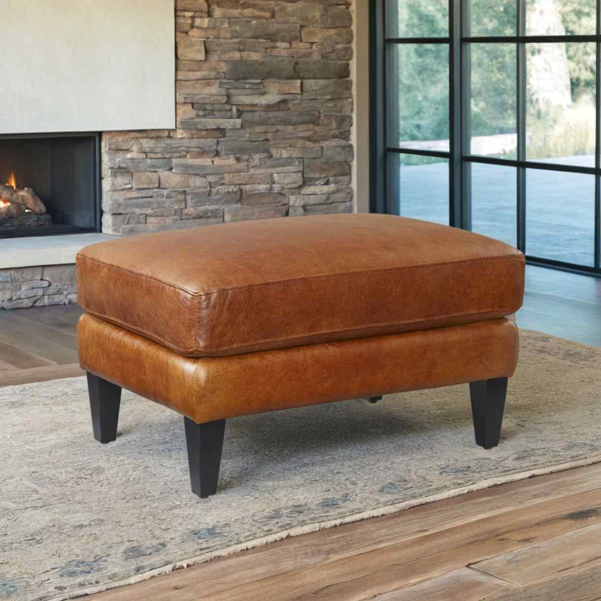 Jane Classical Design Leather Ottoman