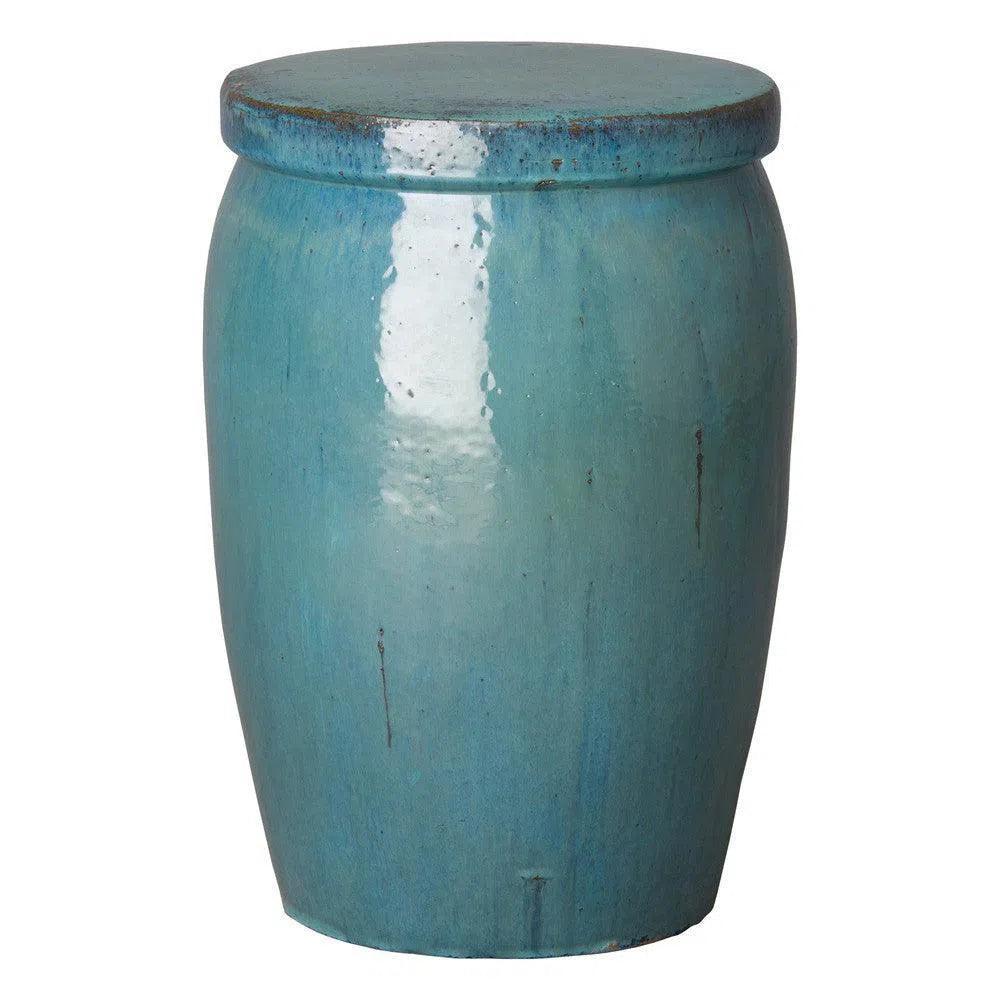 21 in. Drum Too Ceramic Outdoor Garden Stool-Garden Stools-Emissary-Teal-LOOMLAN