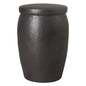 21 in. Drum Too Ceramic Outdoor Garden Stool-Garden Stools-Emissary-Matte Black-LOOMLAN