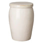 21 in. Drum Too Ceramic Outdoor Garden Stool-Garden Stools-Emissary-White-LOOMLAN