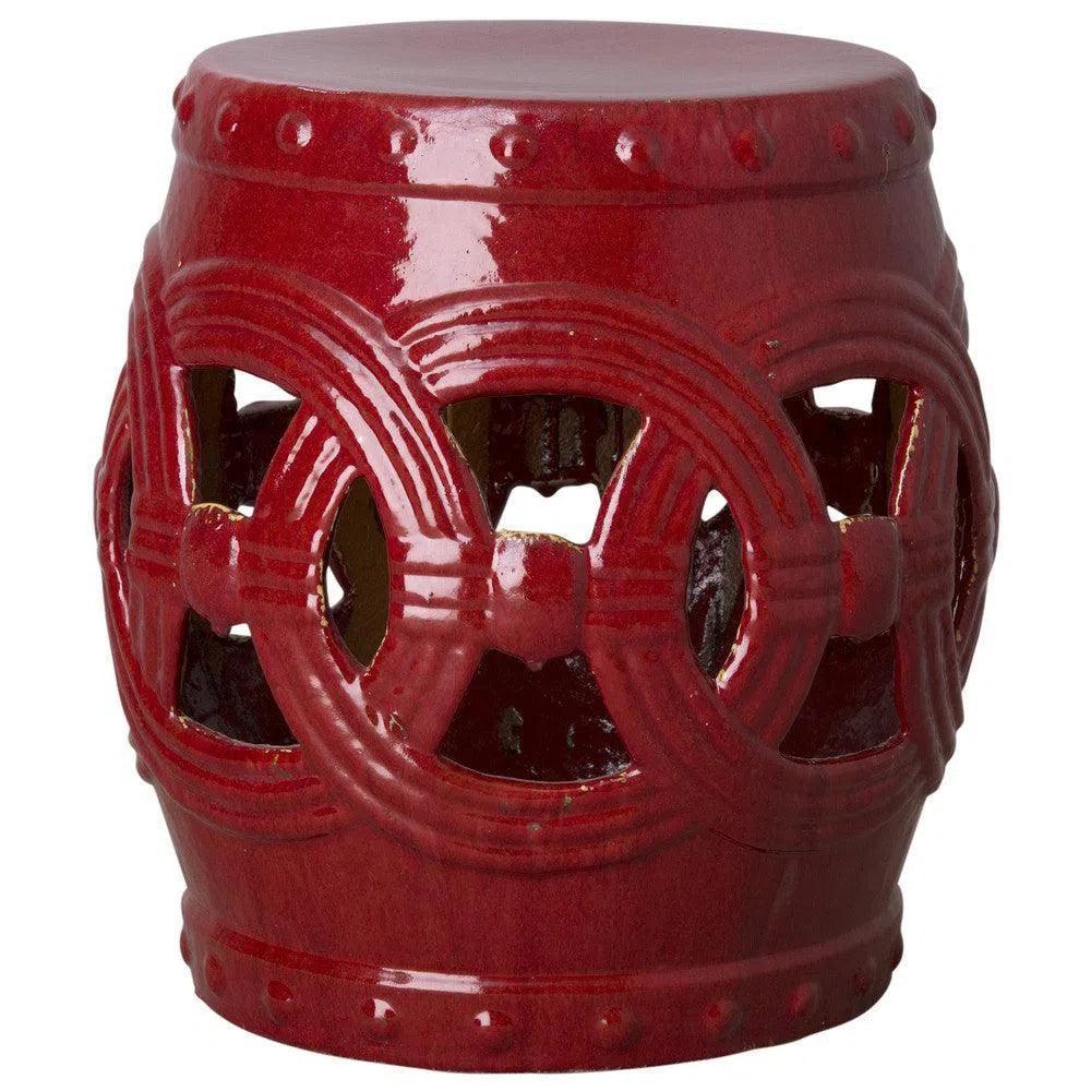 21 in. Eternity Ceramic Outdoor Garden Stool-Garden Stools-Emissary-Red-LOOMLAN