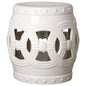 21 in. Eternity Ceramic Outdoor Garden Stool-Garden Stools-Emissary-White-LOOMLAN