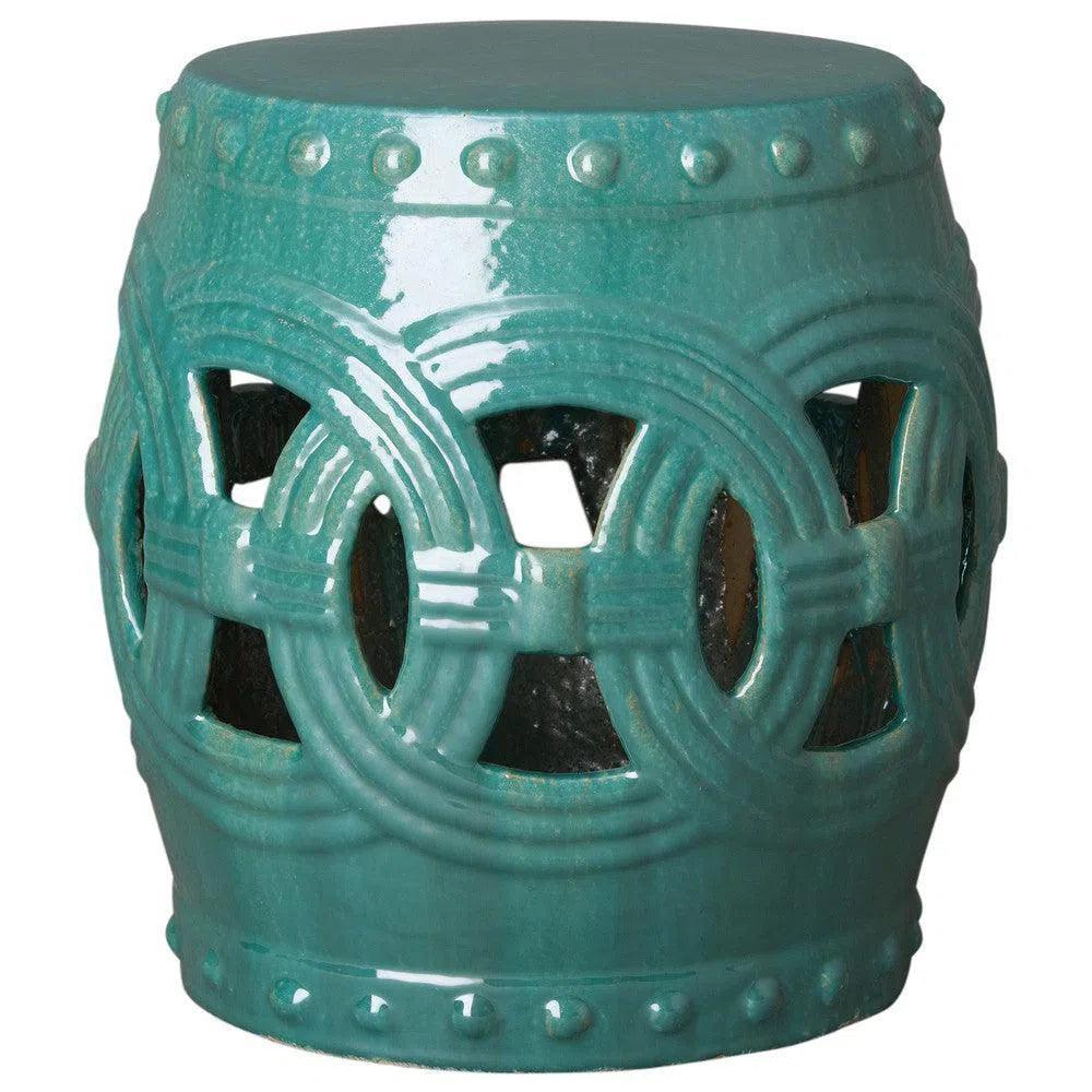 21 in. Eternity Ceramic Outdoor Garden Stool-Garden Stools-Emissary-Teal-LOOMLAN