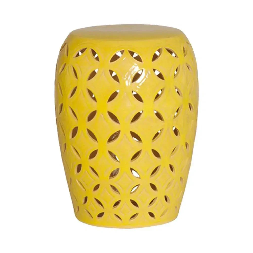 21 in. Lattice Outdoor Decorative Garden Stool-Garden Stools-Emissary-Yellow-LOOMLAN