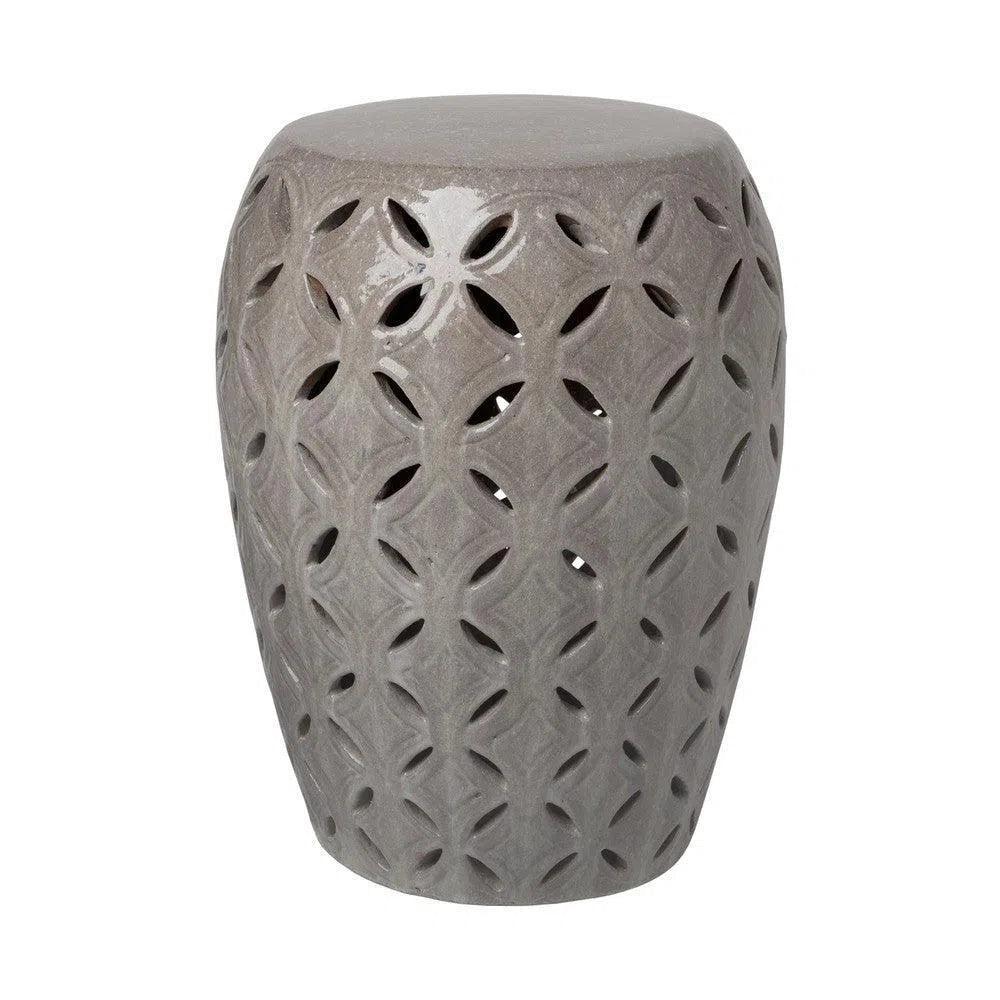 21 in. Lattice Outdoor Decorative Garden Stool-Garden Stools-Emissary-Gray-LOOMLAN