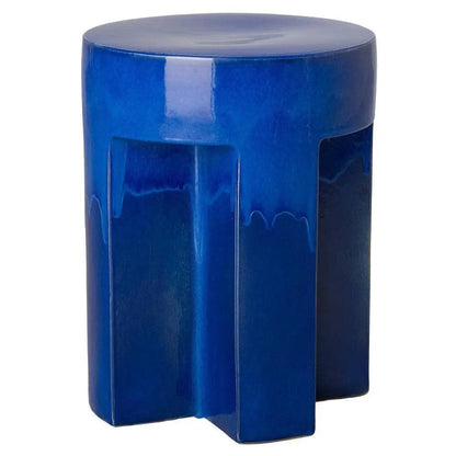 21 in. TX Ceramic Outdoor Garden Stool-Garden Stools-Emissary-Blue-LOOMLAN