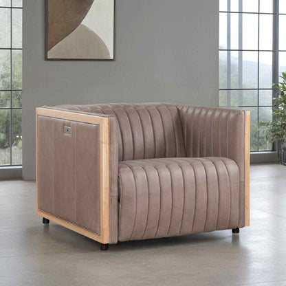 Havana Leather Usb Power Ports Chair