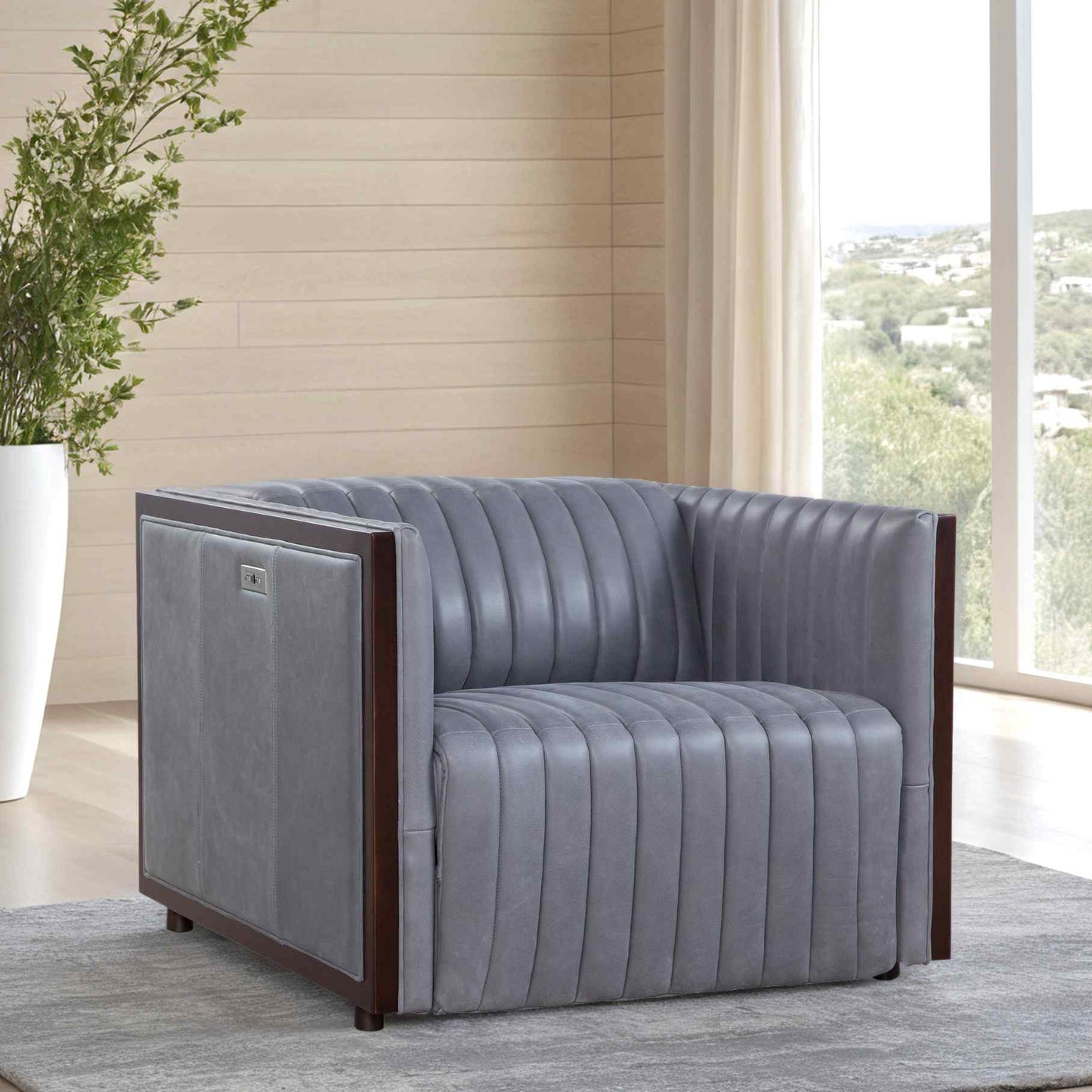 Havana Leather Usb Power Ports Chair