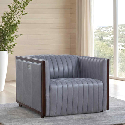 Havana Leather Usb Power Ports Chair