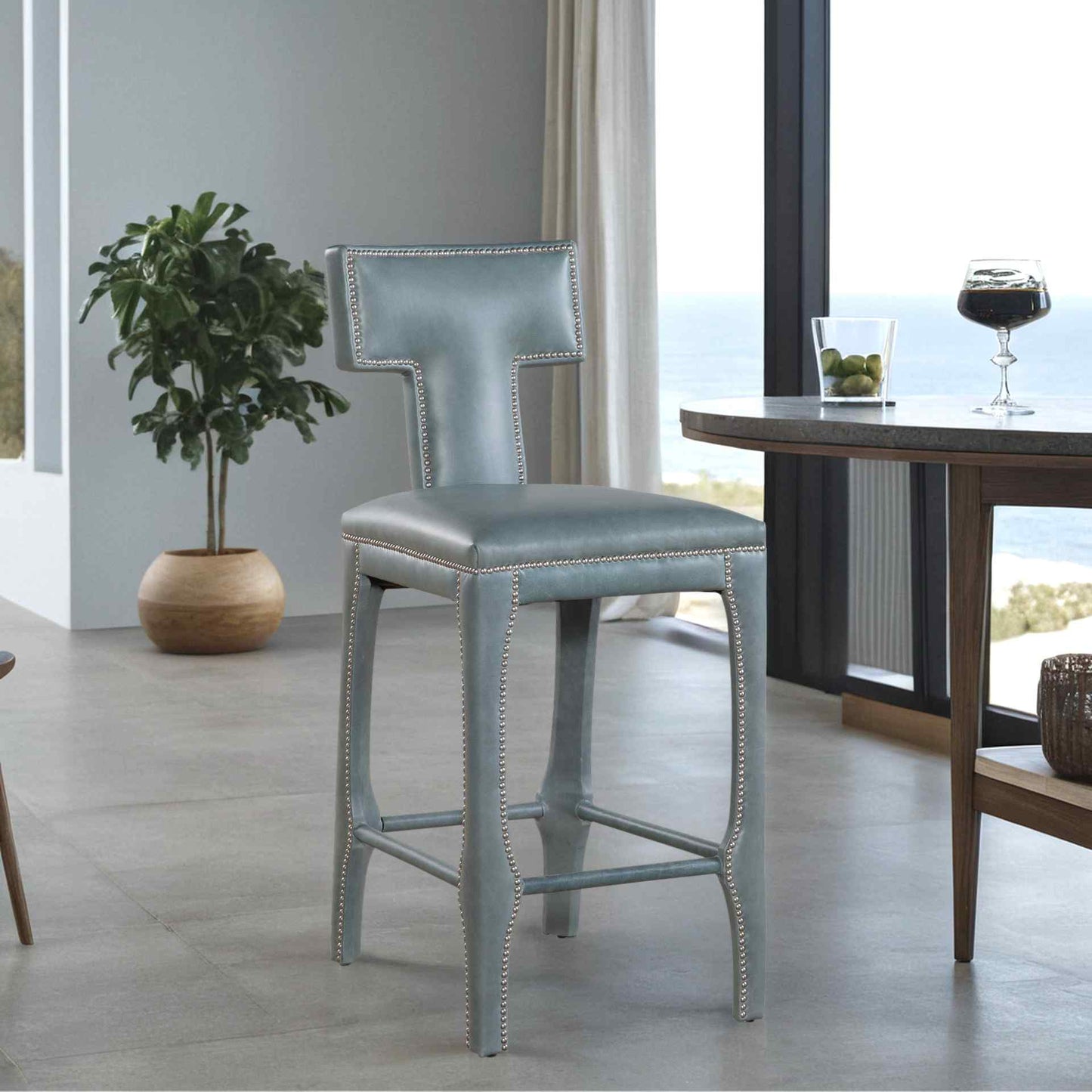 Paris Top Grain Leather Barstool