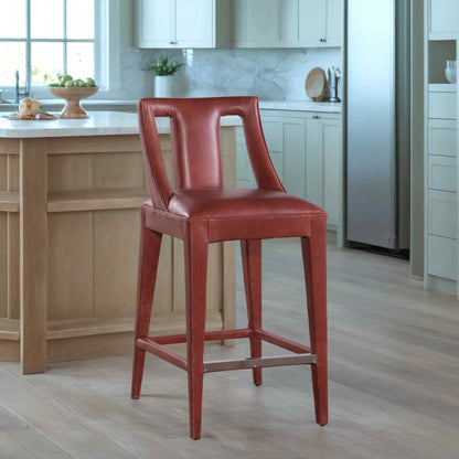 Dalton Top Grain Leather Leather Barstool