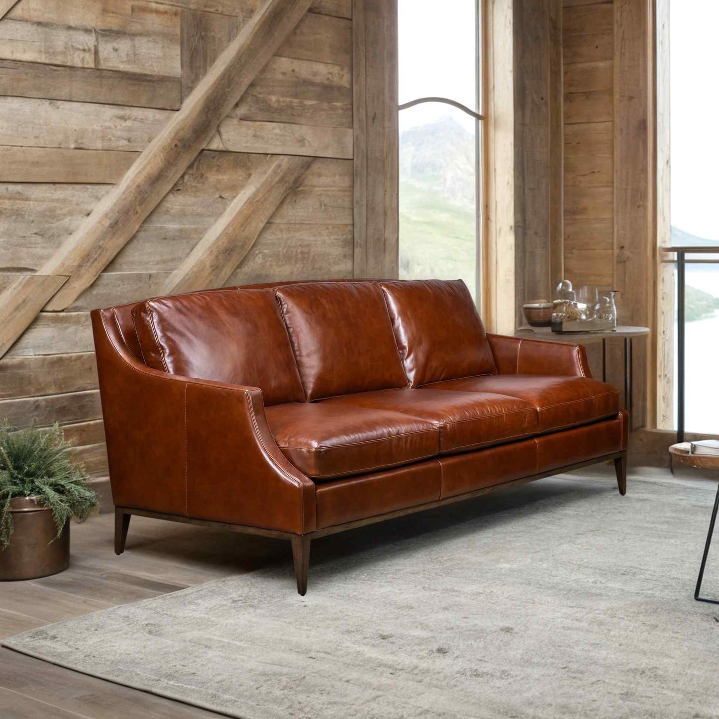 Emily Linden Chocolate Leather Sofa
