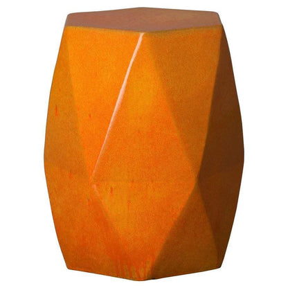 22 in. Brilliant Matrix Ceramic Garden Stool-Garden Stools-Emissary-Bright Orange-LOOMLAN