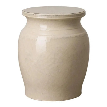 22 in. Koji Ceramic Outdoor Garden Stool-Garden Stools-Emissary-Cream-LOOMLAN