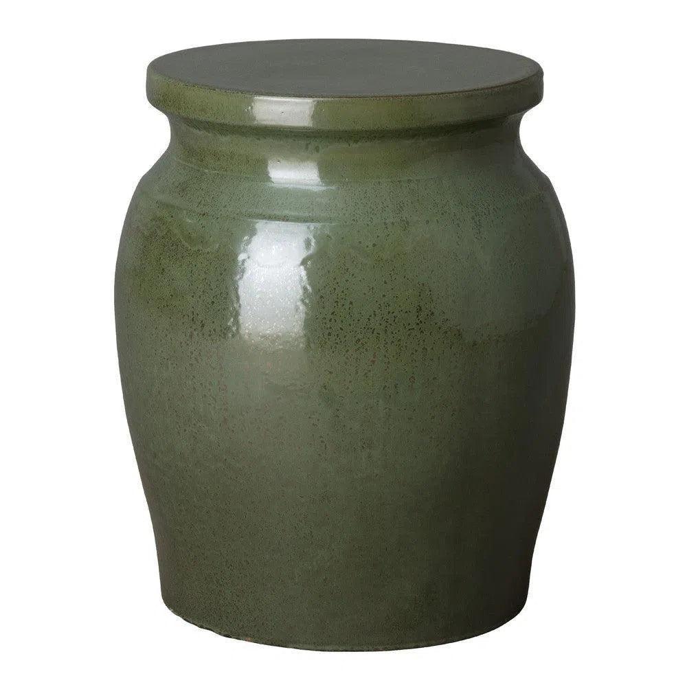 22 in. Koji Ceramic Outdoor Garden Stool-Garden Stools-Emissary-Metallic Green-LOOMLAN