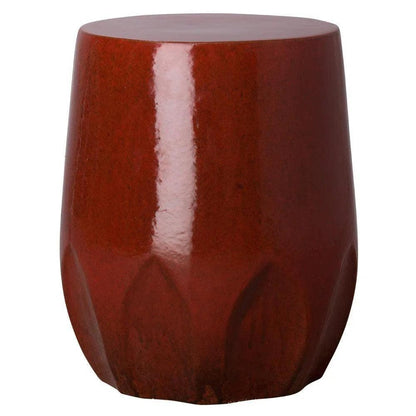 22 in. Large Calyx Ceramic Outdoor Garden Stool-Garden Stools-Emissary-Tropical Red-LOOMLAN