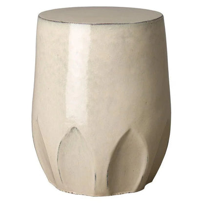 22 in. Large Calyx Ceramic Outdoor Garden Stool-Garden Stools-Emissary-Cream-LOOMLAN