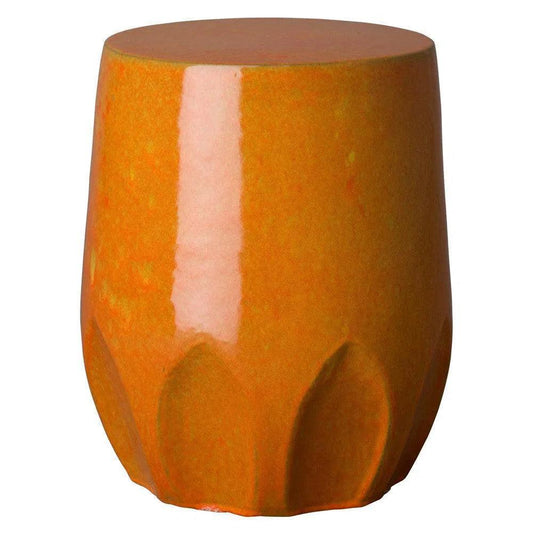 22 in. Large Calyx Ceramic Outdoor Garden Stool-Garden Stools-Emissary-Bright Orange-LOOMLAN