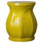 22 in. Large Lotus Ceramic Outdoor Garden Stool-Garden Stools-Emissary-Mustard Yellow-LOOMLAN
