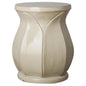 22 in. Large Lotus Ceramic Outdoor Garden Stool-Garden Stools-Emissary-Cream-LOOMLAN