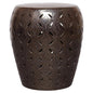22 in. Lattice Outdoor Decorative Garden Stool-Garden Stools-Emissary-Gunmetal-LOOMLAN