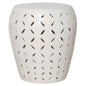 22 in. Lattice Outdoor Decorative Garden Stool-Garden Stools-Emissary-White-LOOMLAN