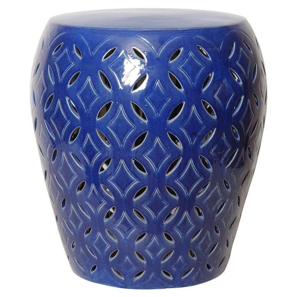 22 in. Lattice Outdoor Decorative Garden Stool-Garden Stools-Emissary-Blue-LOOMLAN