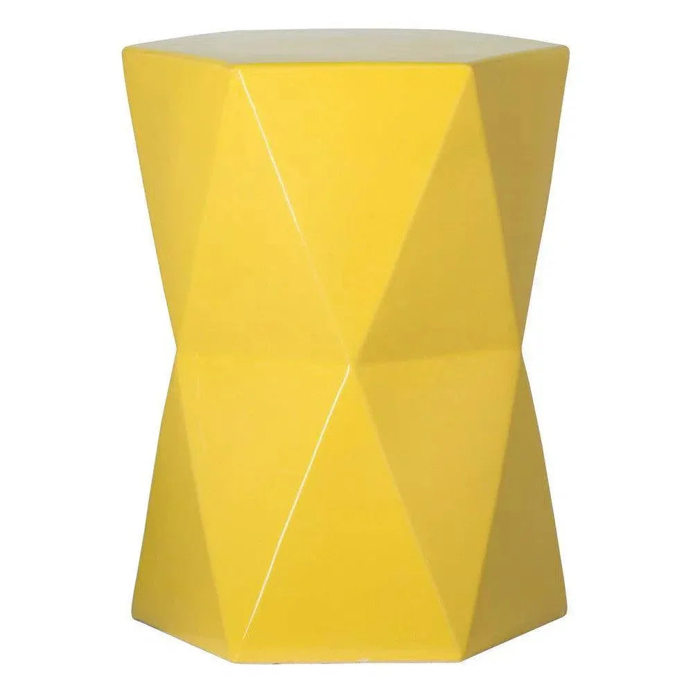22 in. Matrix Hexagon Outdoor Garden Stool-Garden Stools-Emissary-Yellow-LOOMLAN