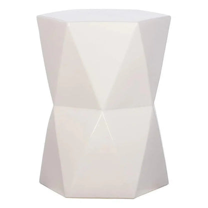 22 in. Matrix Hexagon Outdoor Garden Stool-Garden Stools-Emissary-White-LOOMLAN