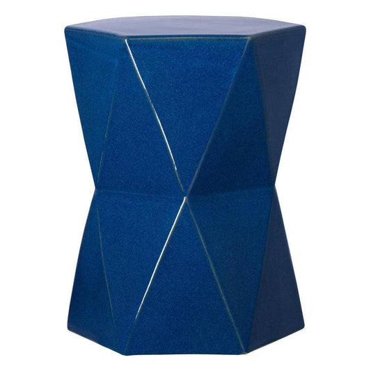 22 in. Matrix Hexagon Outdoor Garden Stool-Garden Stools-Emissary-Blue-LOOMLAN